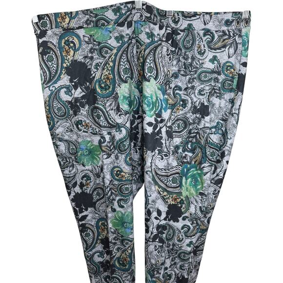 Susan Graver Printed Regular  Ponte Slim Leg Ankle Pants Dark Jade 3X NWOT - Picture 2 of 12